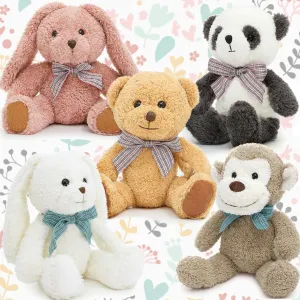 MaoGoLan 13 inch Stuffed Animals Bulk Soft Teddy Bear Plush Toys Set for Kids Teens Girls - Brown Bear, Floppy Bunnies, Monkey, Panda - Baby Shower Decorations, Christmas, Easter Gift, 5 Pack