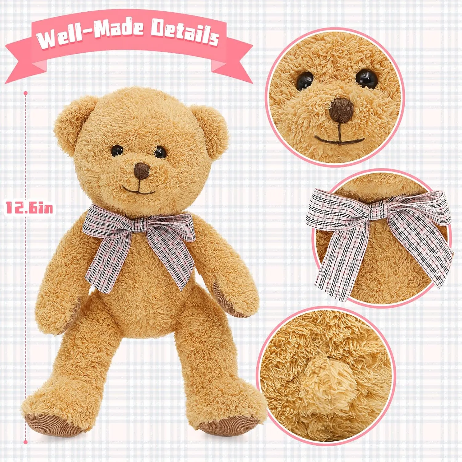 MaoGoLan 13 inch Stuffed Animals Bulk Soft Teddy Bear Plush Toys Set for Kids Teens Girls - Brown Bear, Floppy Bunnies, Monkey, Panda - Baby Shower Decorations, Christmas, Easter Gift, 5 Pack