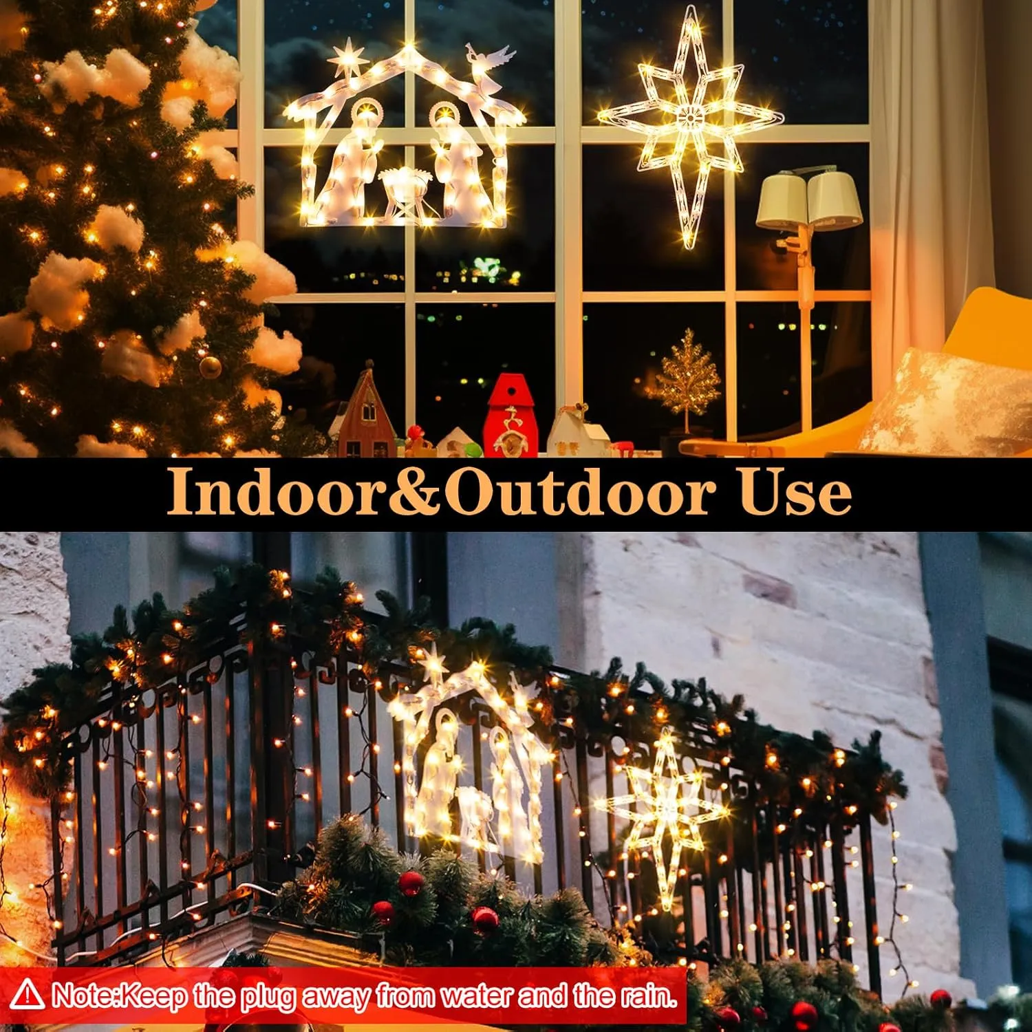 Marchpower Christmas Window Silhouette Lights 2 Pack, Lighted Nativity and Bethlehem Star for Window Decorations, Nativity Window Lights for Christmas, Holiday, Home, Indoor, Patio, Wall, Door Decor