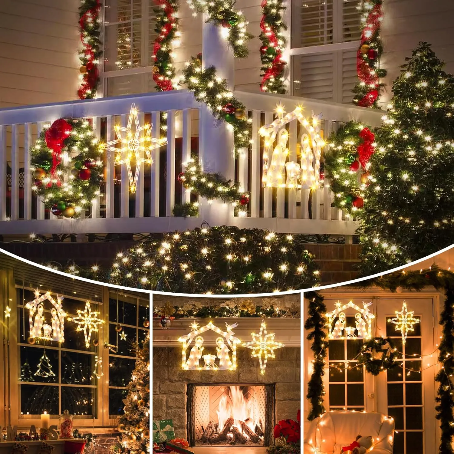 Marchpower Christmas Window Silhouette Lights 2 Pack, Lighted Nativity and Bethlehem Star for Window Decorations, Nativity Window Lights for Christmas, Holiday, Home, Indoor, Patio, Wall, Door Decor