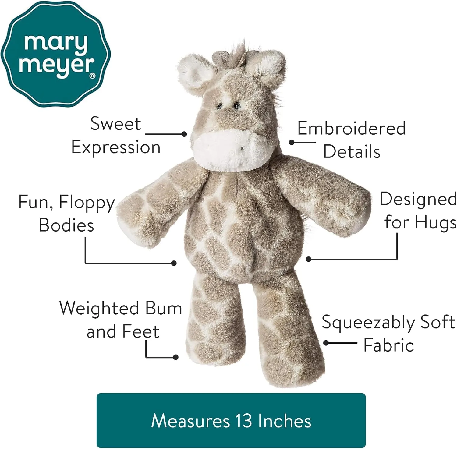 Mary Meyer Marshmallow Zoo Stuffed Animal Soft Toy, 13-Inches, Greyling Giraffe