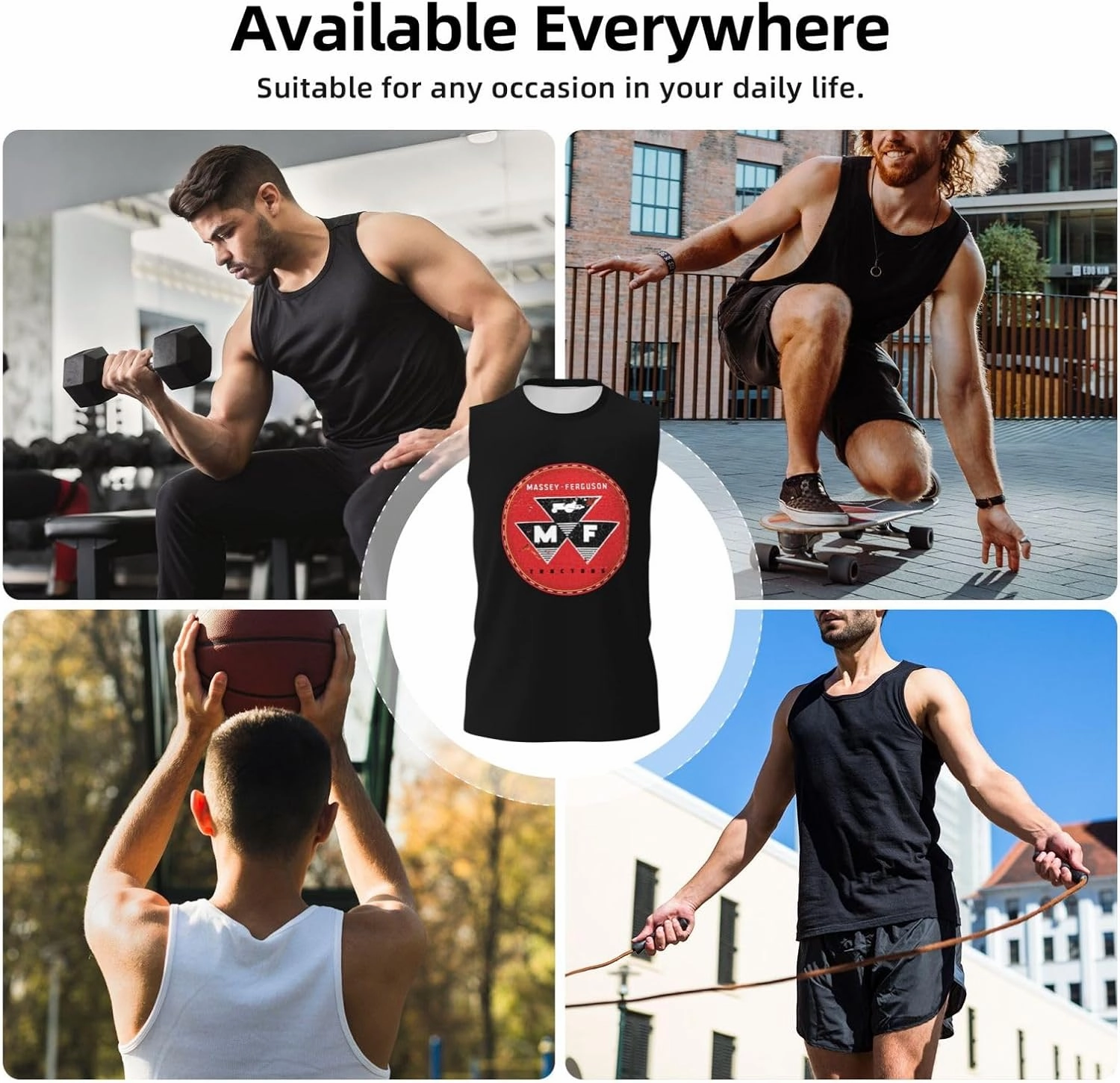 Massey Ferguson Tank Tops Men, Classic Graphic Muscle Tee, Sleeveless T-Shirt for Men
