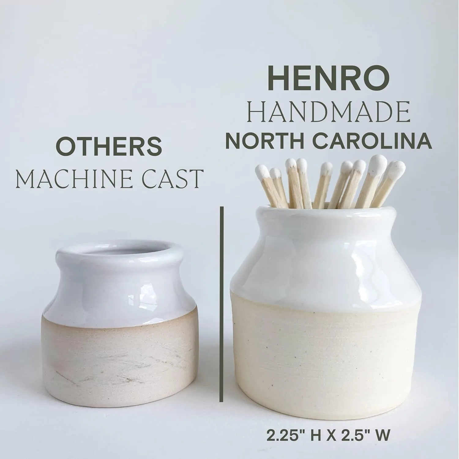 Match Striker - Handmade in North Carolina | Works with ALL MATCHES- 2.25" x 2.5", Candle Accessory Mini pottery, Gift, safety matches (With 100 Matches in plastic bag)