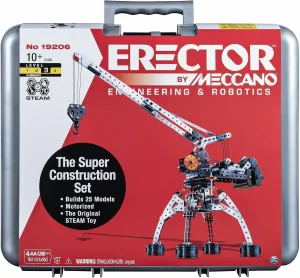 MECCANO Erector Super Construction 25-in-1 Motorized Building Set, Steam Education Toy, 638 Parts, for Ages 10 