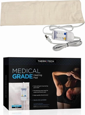Medical Grade Heating pad with Automatic Moist Heat by Thermotech, High Heat Heating pad for Back Pain and Cramps - 2nd Gen Version (Mini Digital - 19" by 7")