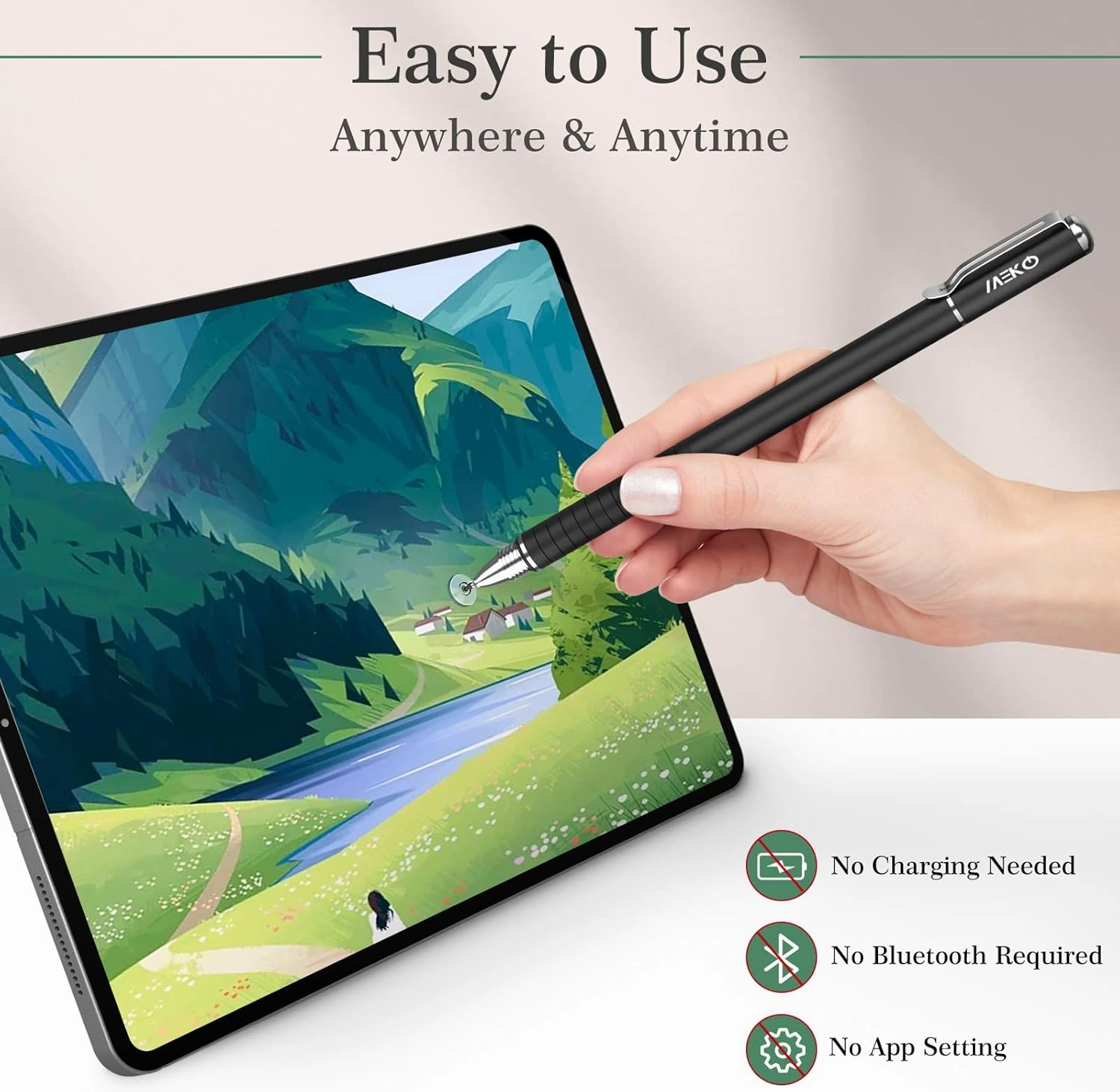 MEKO Universal Stylus,[2 in 1 Precision Series] Disc Stylus Touch Screen Pens for All Capacitive Touch Screens Cell Phones, Tablets, Laptops Bundle with 6 Replacement Tips - (2 Pcs, Black/Rose Gold)