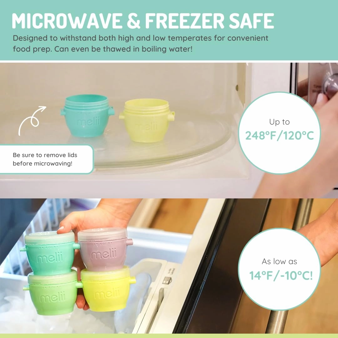 melii Snap & Go Baby Food Storage Containers - 12 Pack, Multicolored 2 oz Stackable Snack Containers, Freezer Safe with Airtight Lids, Microwave Safe BPA-Free for Meal Prep, On-the-Go Snacks
