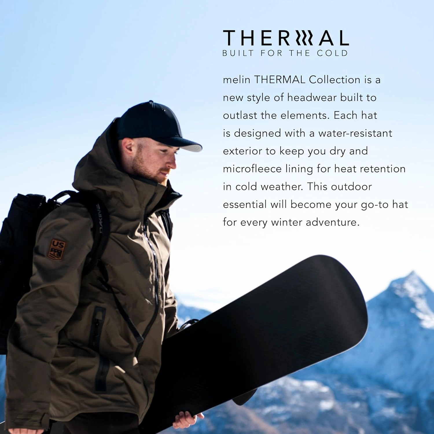 melin A-Game Infinite Thermal, Performance Snapback Hat for Cold Weather, Water-Resistant Baseball Caps for Men & Women