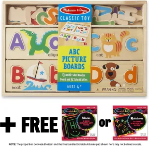 Melissa & Doug ABC Picture Boards & 1 Scratch Art Mini-Pad Bundle (09786)