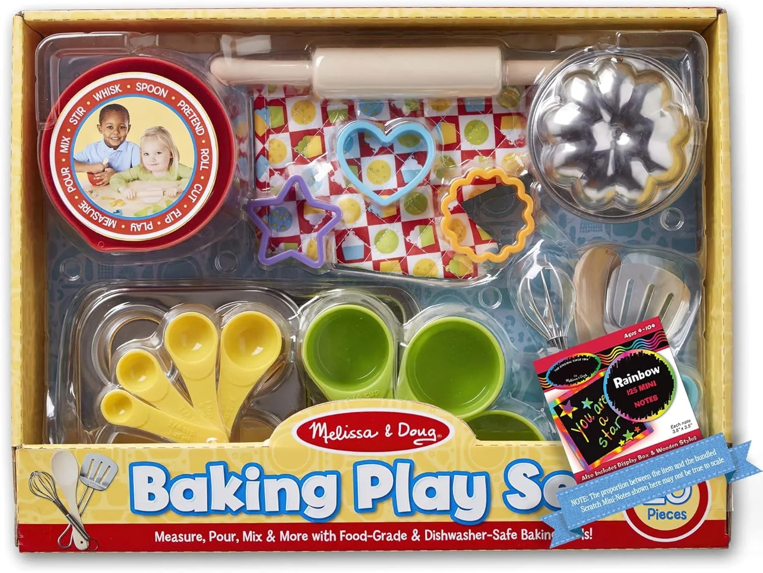 Melissa & Doug Baking Play Set: Let's Play House! Food Set Bundle with 1 Theme Compatible M&D Scratch Fun Mini-Pad