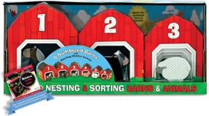 Melissa & Doug﻿ Barns & Animals: Nesting & Sorting Play Set Bundle with 1 Theme Compatible M&D Scratch Fun Mini-Pad (02434)