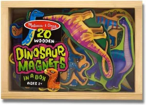 Melissa & Doug Dinosaurs Wooden 20 Magnets-in-a-Box Gift Set & 1 Scratch Art Mini-Pad Bundle (00476)