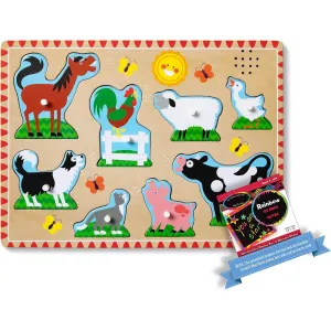 Melissa & Doug Farm Theme Sound Puzzle   Free Scratch Art Mini-Pad Bundle [07269]