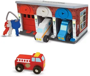 Melissa & Doug Lock and Roll Rescue Garage: Wooden Toy Play Set   1 Scratch Art Mini-Pad Bundle (#04607)