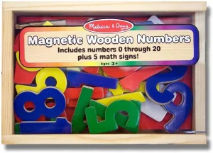 Melissa & Doug Numbers Wooden 25 Magnets-in-a-Box Gift Set   Free Scratch Art Mini-Pad Bundle [04497]