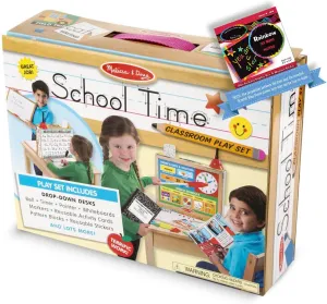 Melissa & Doug School Time! Classroom: Play Set Bundle with 1 Theme Compatible M&D Scratch Fun Mini-Pad (08514)