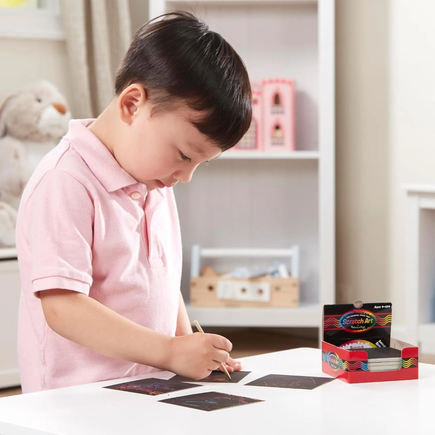 Melissa & Doug Scratch Art Rainbow Mini Notes (125) With Wooden Stylus - FSC Certified