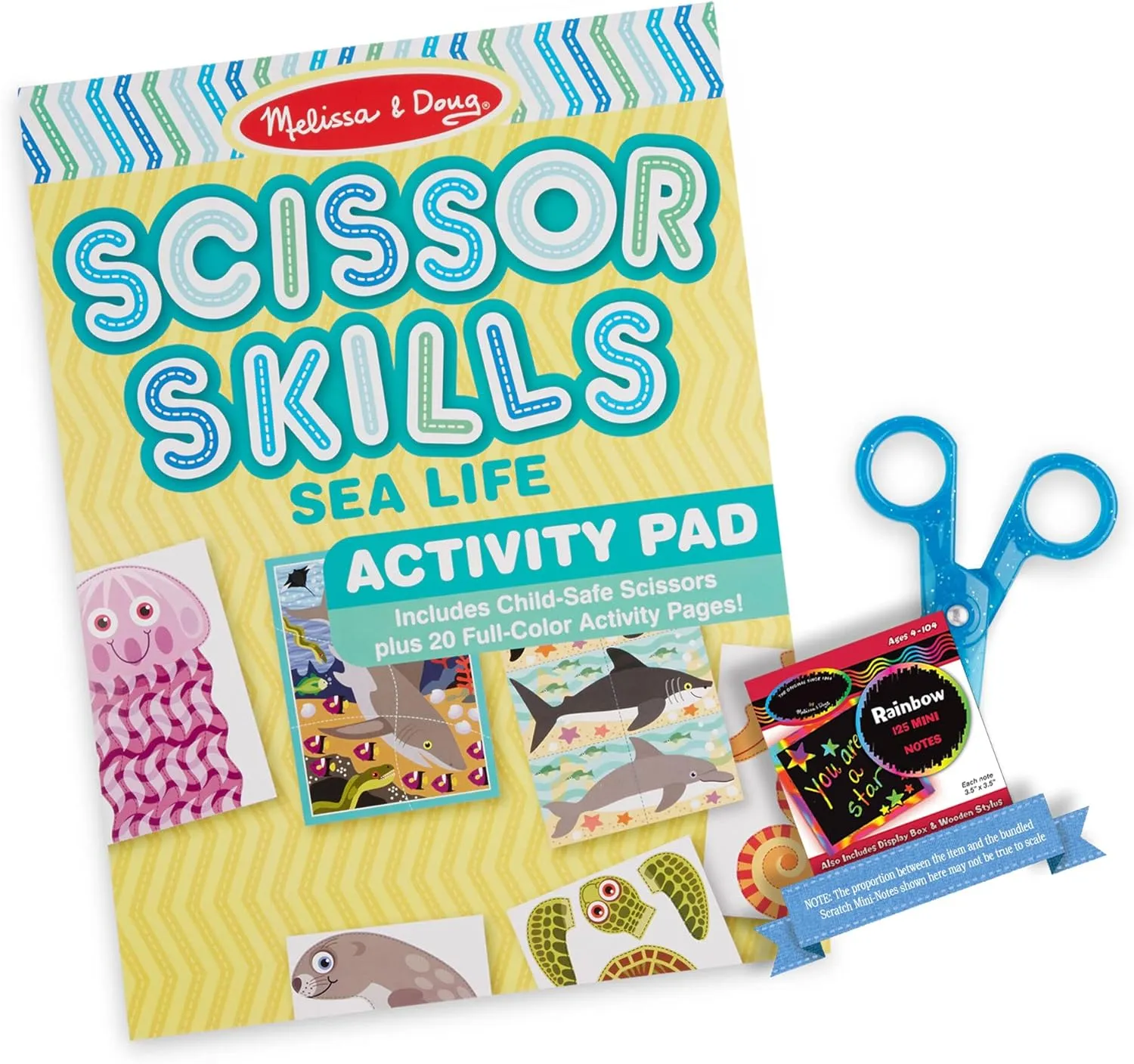 Melissa & Doug Sea Life: S c i s s o r Skills Activity Pad Bundle with 1 Theme Compatible M&D Scratch Fun Mini-Pad (32007)