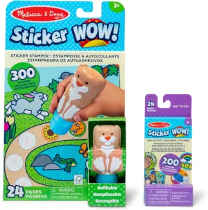 Melissa & Doug Sticker Wow!™ Bunny Bundle: 24-Page Activity Pad, Stamper, 500 Stickers, Mini Pad, Arts and Crafts Fidget Toy Collectible Character