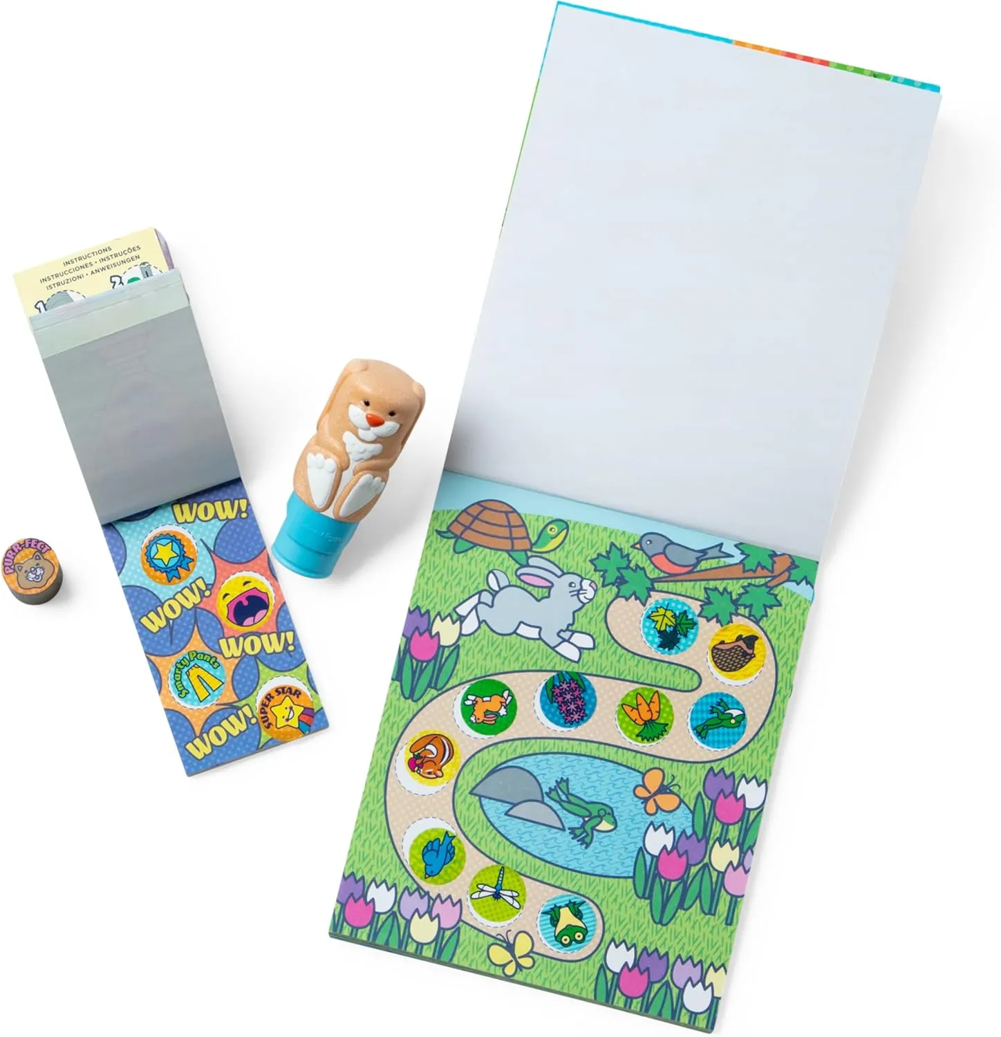 Melissa & Doug Sticker Wow!™ Bunny Bundle: 24-Page Activity Pad, Stamper, 500 Stickers, Mini Pad, Arts and Crafts Fidget Toy Collectible Character