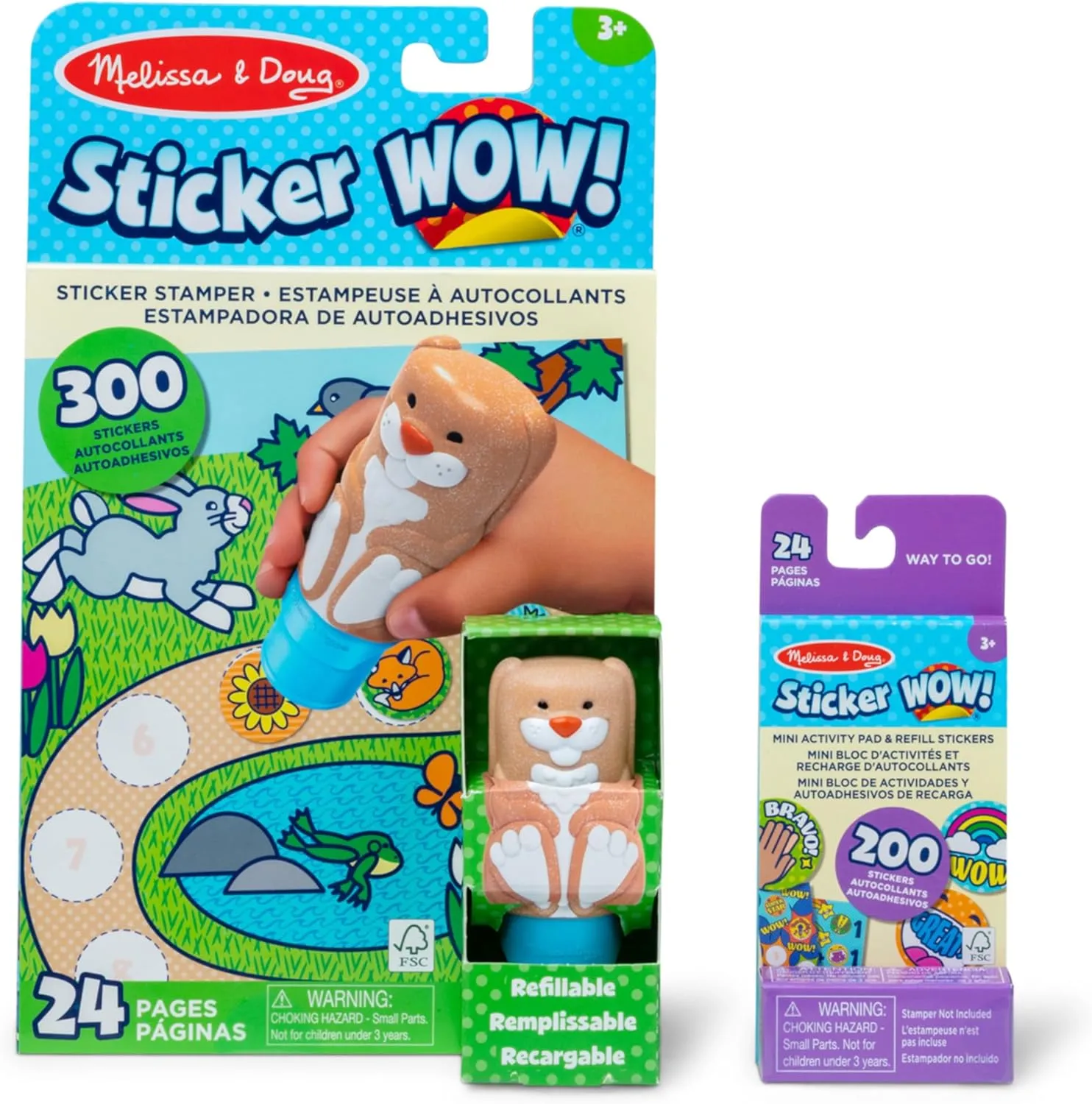 Melissa & Doug Sticker Wow!™ Bunny Bundle: 24-Page Activity Pad, Stamper, 500 Stickers, Mini Pad, Arts and Crafts Fidget Toy Collectible Character