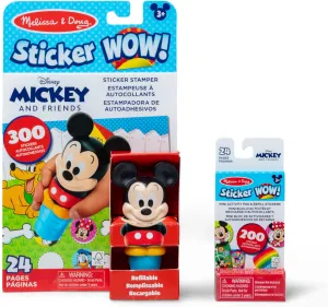 Melissa & Doug Sticker Wow!™ Disney Mickey Mouse Bundle: 24-Page Activity Pad, Stamper, 500 Stickers, Mini Pad, Arts and Crafts Fidget Toy Collectible Character