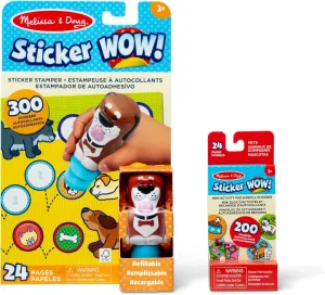 Melissa & Doug Sticker Wow!™ Dog Bundle: 24-Page Activity Pad, Sticker Stamper, 500 Stickers, Arts and Crafts Fidget Toy Collectible Character