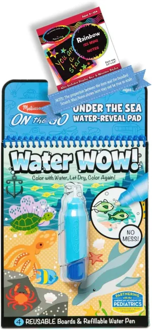 Melissa & Doug Water Wow! Under The Sea: ON The GO Water-Reveal Activity Pad Bundle with 1 Theme Compatible M&D Scratch Fun Mini-Pad (09445)