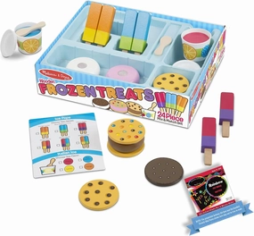Melissa & Doug F r o z e n Treats: Wooden Play Food Set Bundle with 1 Theme Compatible M&D Scratch Fun Mini-Pad (09869)