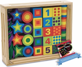 Melissa & Doug﻿ Lacing B e a d s in a Box: Wooden Bead Set Bundle with 1 Theme Compatible M&D Scratch Fun Mini-Pad (03775)