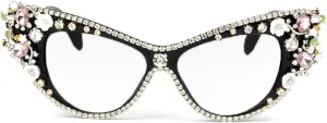 Melrose Diamond Jewelry Farsightedness Glasses Women's Unique Cat Eye Diamond Punk Reading Glasses