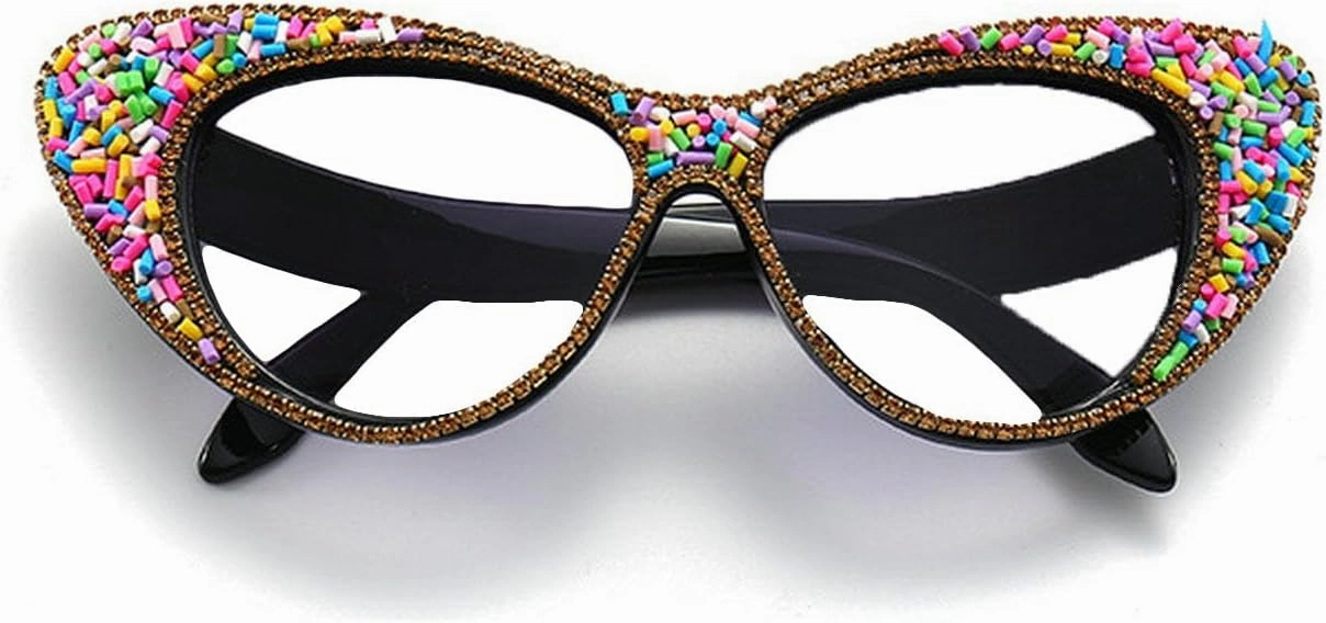 Melrose Diamond Jewelry Farsightedness Glasses Women's Unique Cat Eye Diamond Punk Reading Glasses