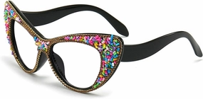 Melrose Diamond Jewelry Farsightedness Glasses Women's Unique Cat Eye Diamond Punk Reading Glasses