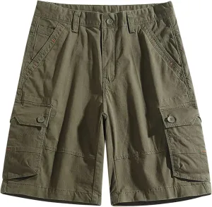Men’s Cargo Shorts 5 Inch Inseam Perfect Classic Fit Multi Pockets Tooling Shorts Fashion Outdoor Linen Shorts