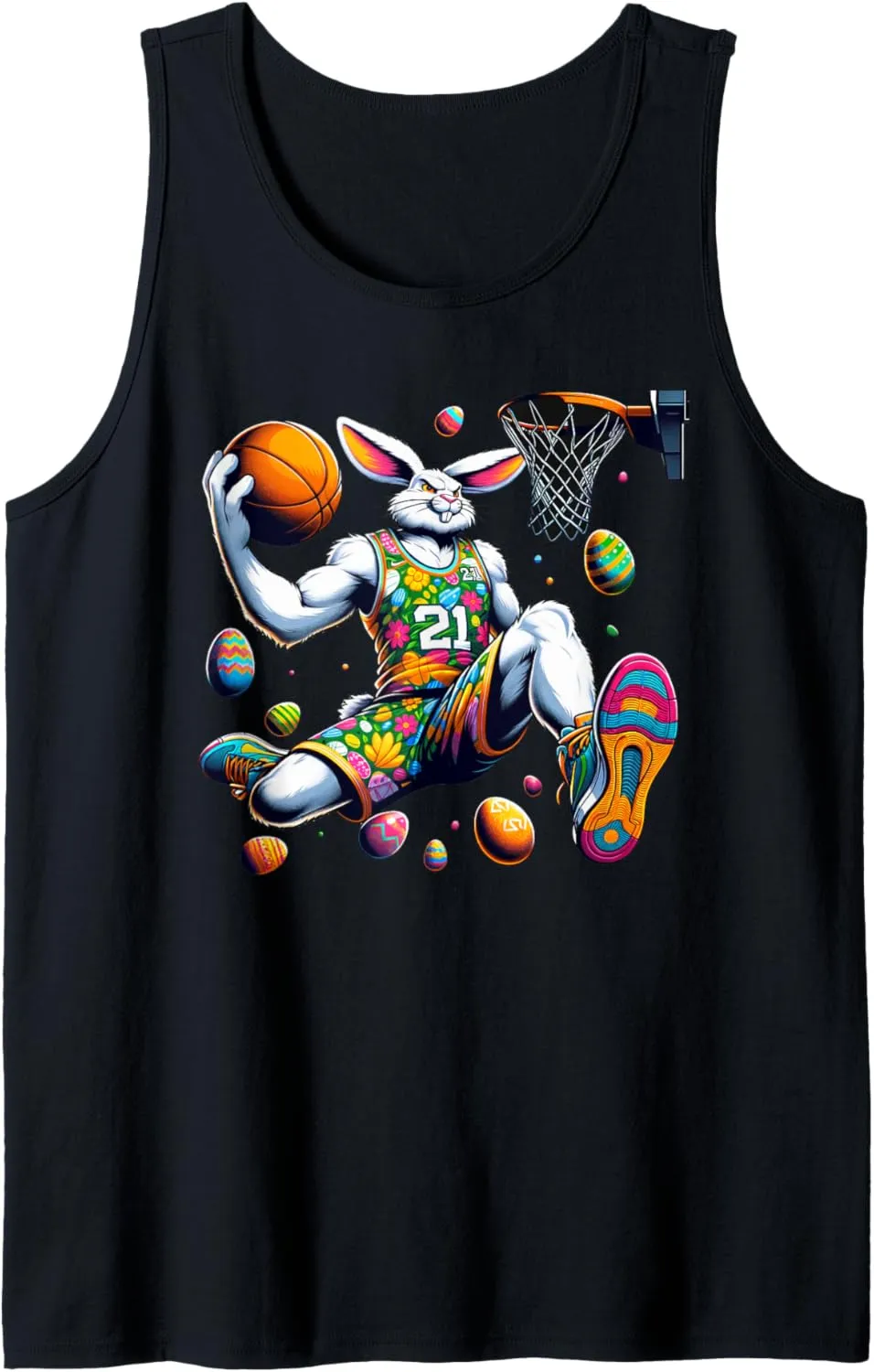 Mens Dunk Easter Bunny Basketball Tee Gift Boys Kids Tank Top