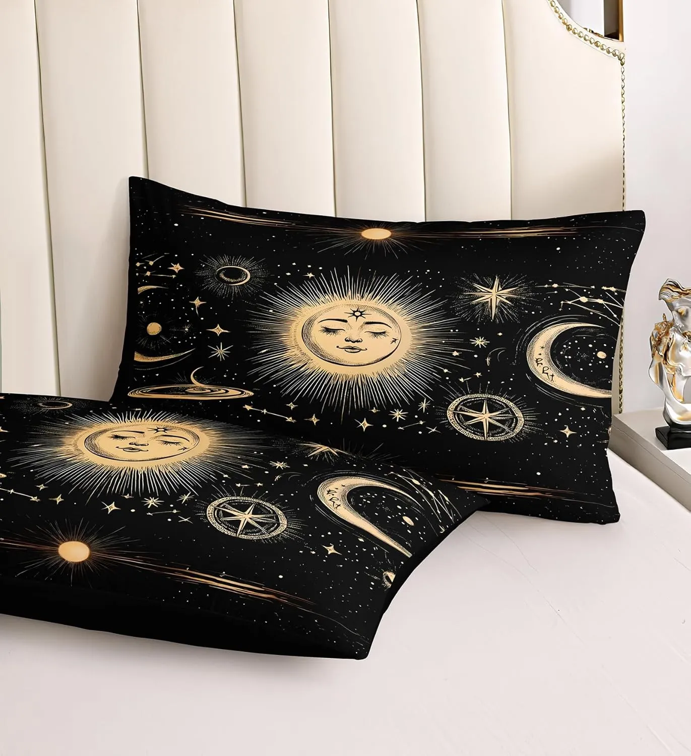 Merryword Sun and Moon Comforter Set King Size 8 Pcs Bed in A Bag Universe Galaxy Bedding Comforter Set Bohemian Gothic Comforter Set