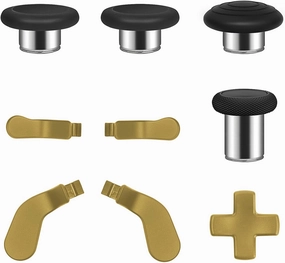 Metal Paddles Accessories for Xbox Elite Controller Series 2 Core, Thumbsticks Replacement Parts for Elite Series 2 Controller, Component Pack Includes Replacement Joysticks, D-Pad & Paddles(Gold)