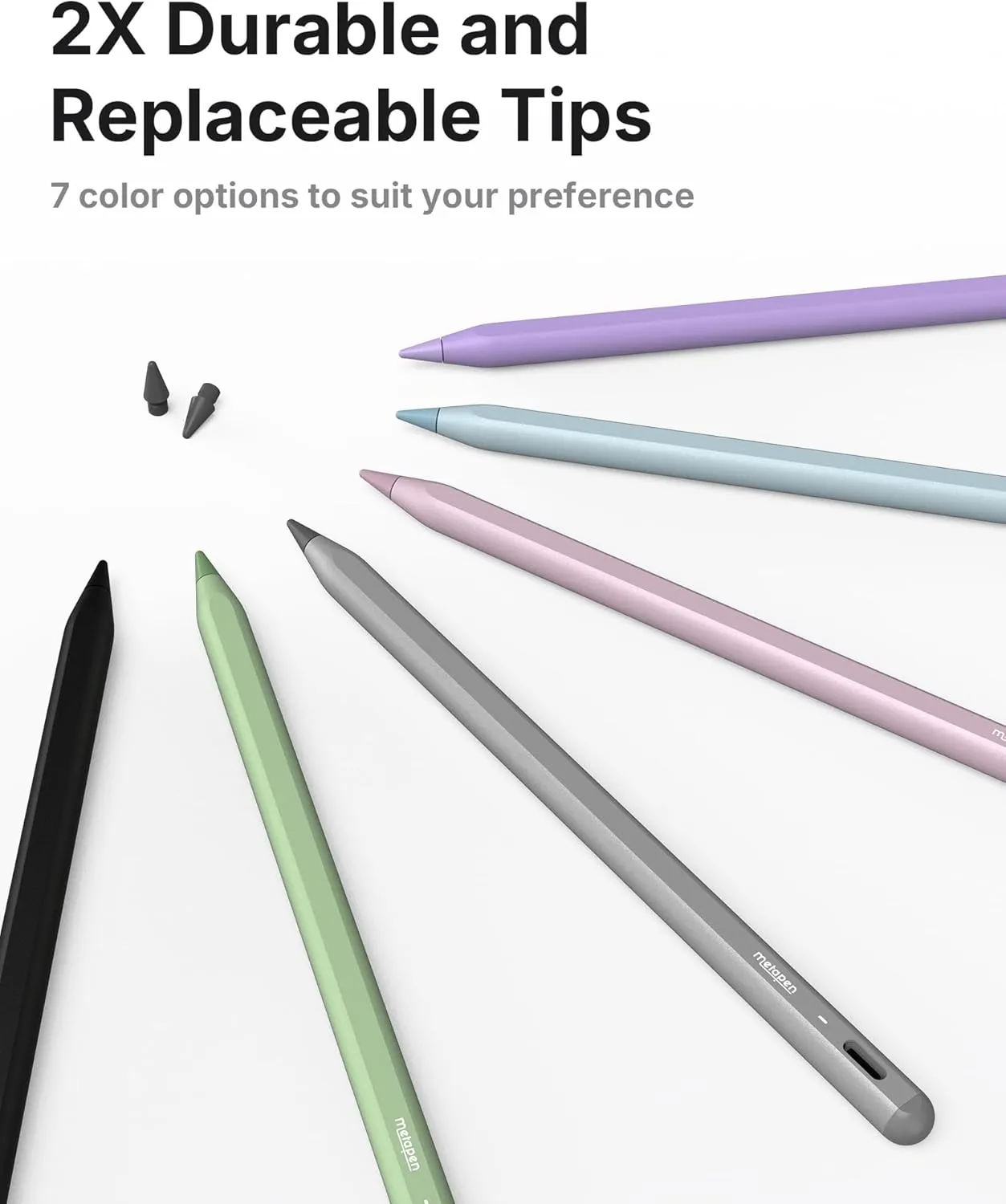 Metapen Pencil A8 for Apple iPad 2018-2025, (2X Faster Charge), Tilt Sensitivity, Pixel Precision, Stylus Pen for iPad 11/10/9/8/7/6th Gen, Pro 12.9/11/13-inch M4, Air 3/4/5/M2/M3, Mini 5/6th, Grey