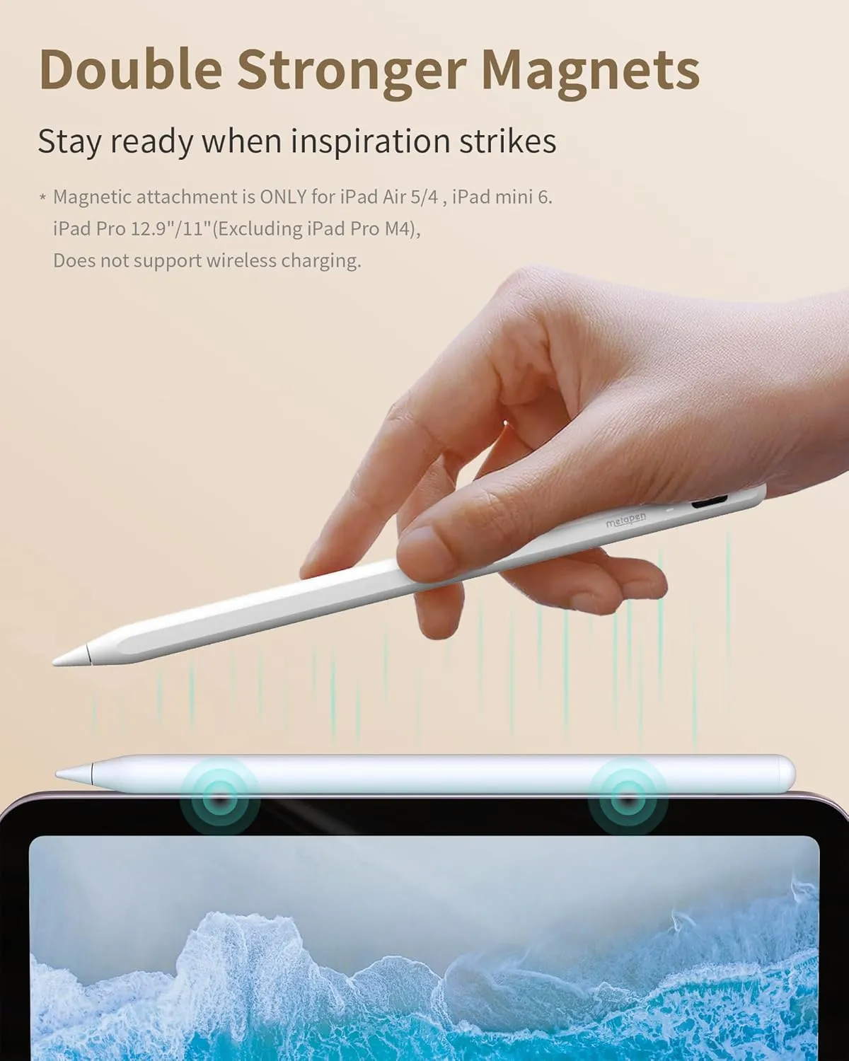 Metapen Pencil A8 for Apple iPad 2018-2025, (2X Faster Charge), Tilt Sensitivity, Pixel Precision, Stylus Pen for iPad 11/10/9/8/7/6th Gen, Pro 12.9/11/13-inch M4, Air 3/4/5/M2/M3, Mini 5/6th, White