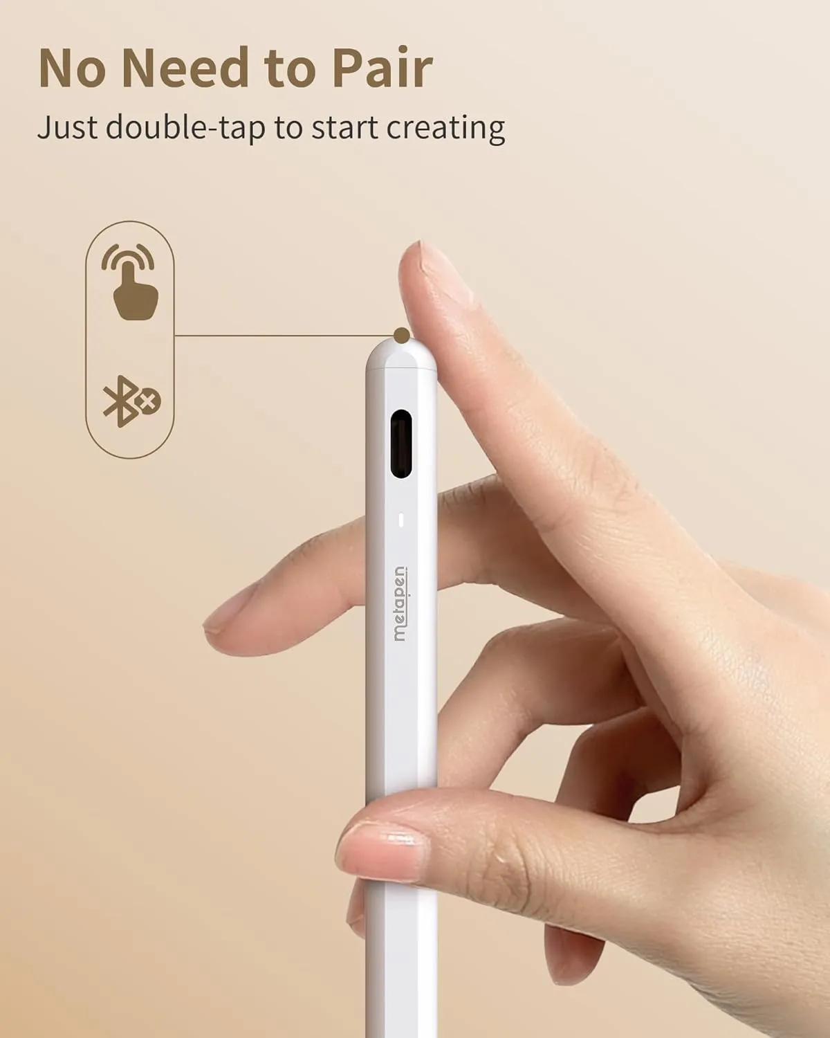 Metapen Pencil A8 for Apple iPad 2018-2025, (2X Faster Charge), Tilt Sensitivity, Pixel Precision, Stylus Pen for iPad 11/10/9/8/7/6th Gen, Pro 12.9/11/13-inch M4, Air 3/4/5/M2/M3, Mini 5/6th, White