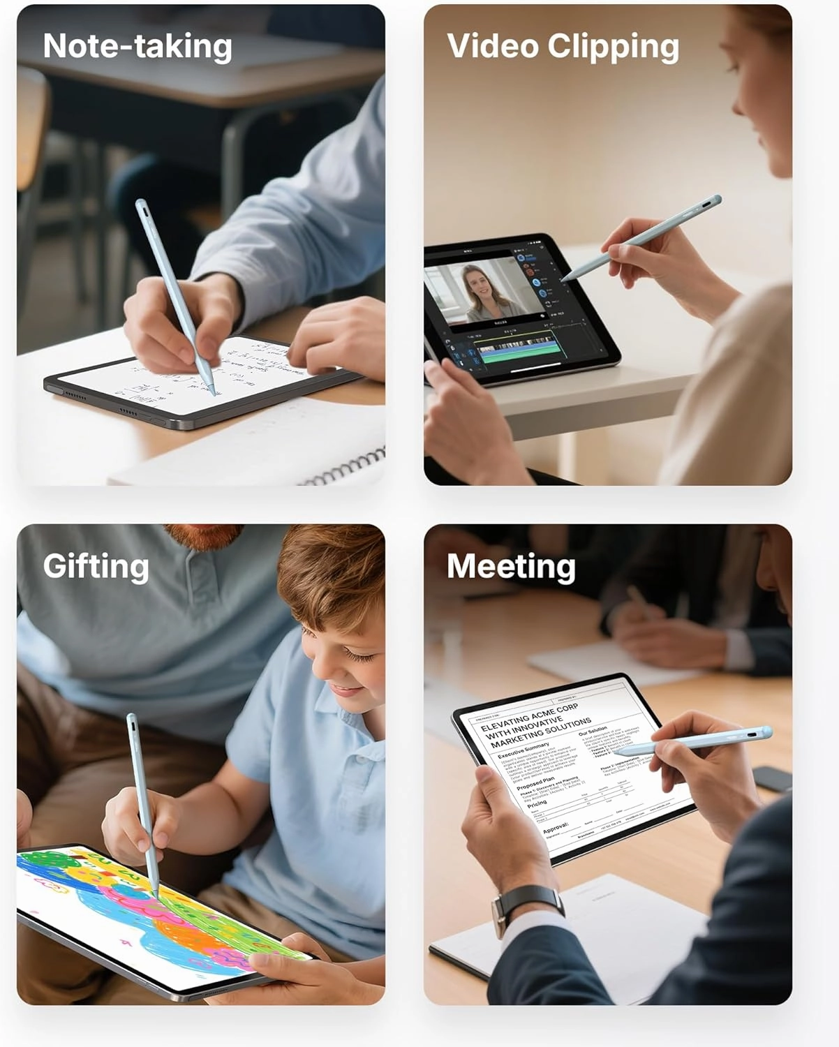 Metapen Pencil A8 for Apple iPad 2018-2025, (2X Faster Charge), Tilt Sensitivity, Pixel Precision, Stylus Pen for iPad 11/10/9/8/7/6th Gen, Pro 12.9/11/13-inch M4, Air 3/4/5/M2/M3, Mini 5/6th, Blue