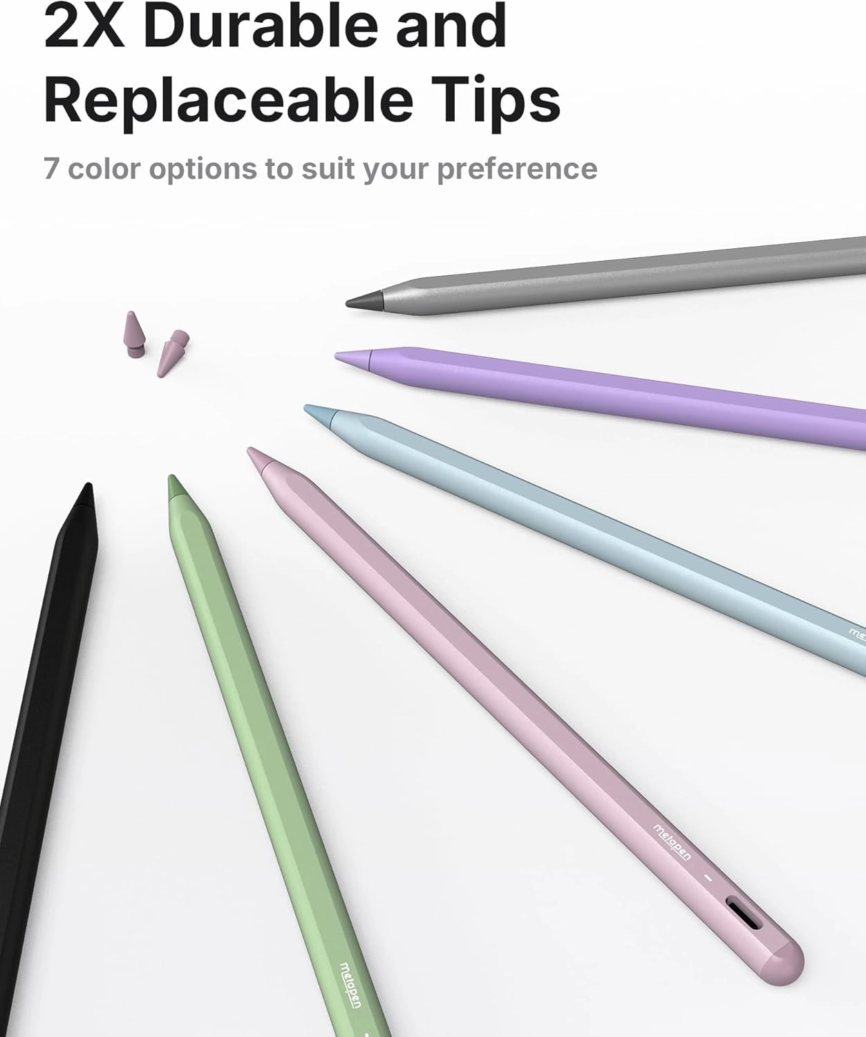 Metapen Pencil A8 for Apple iPad 2018-2025, (2X Faster Charge), Tilt Sensitivity, Pixel Precision, Stylus Pen for iPad 11/10/9/8/7/6th Gen, Pro 12.9/11/13-inch M4, Air 3/4/5/M2/M3, Mini 5/6th, Pink