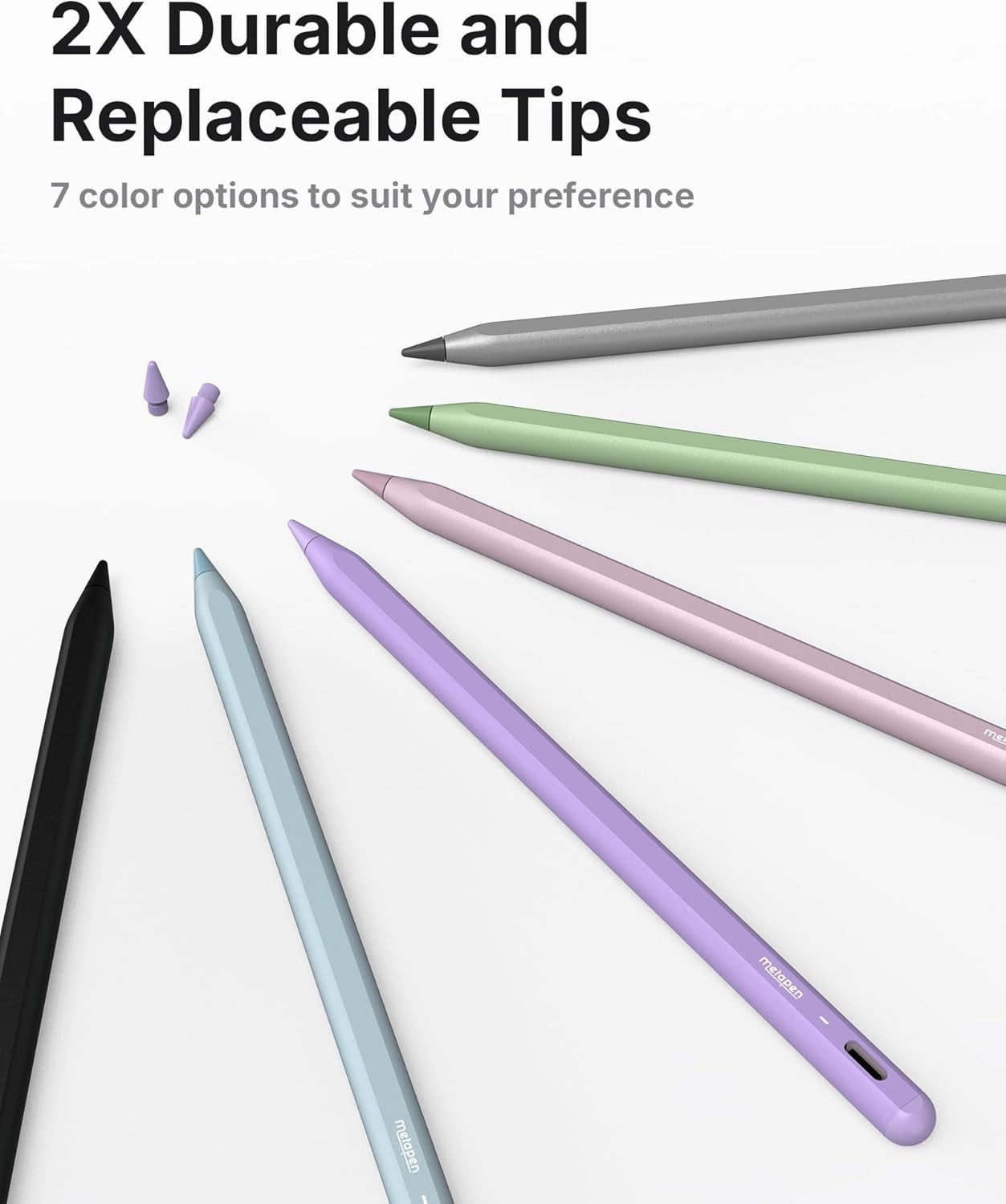 Metapen Pencil A8 for Apple iPad 2018-2025, (2X Faster Charge), Tilt Sensitivity, Pixel Precision, Stylus Pen for iPad 11/10/9/8/7/6th Gen, Pro 12.9/11/13-inch M4, Air 3/4/5/M2/M3, Mini 5/6th, Purple