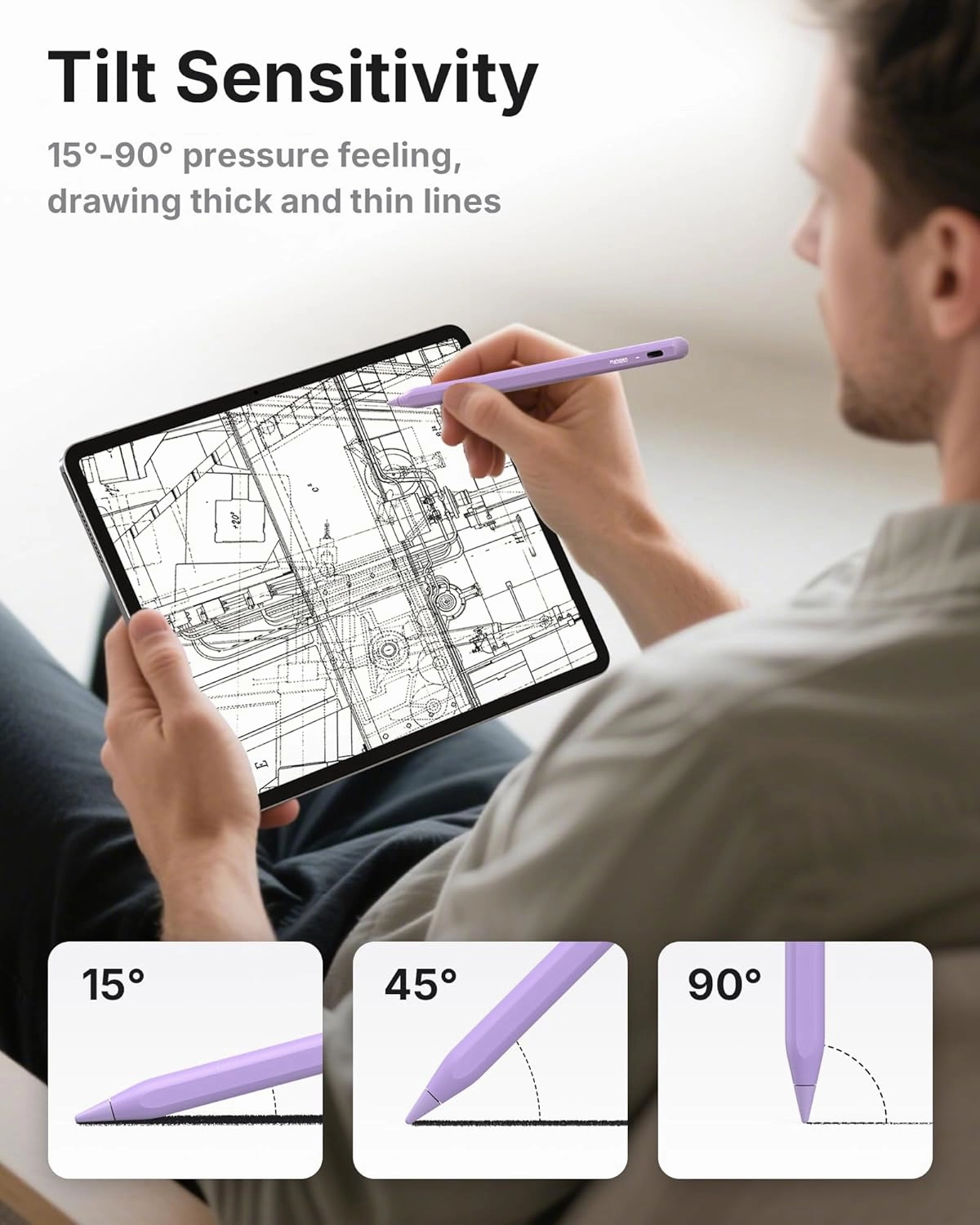 Metapen Pencil A8 for Apple iPad 2018-2025, (2X Faster Charge), Tilt Sensitivity, Pixel Precision, Stylus Pen for iPad 11/10/9/8/7/6th Gen, Pro 12.9/11/13-inch M4, Air 3/4/5/M2/M3, Mini 5/6th, Purple