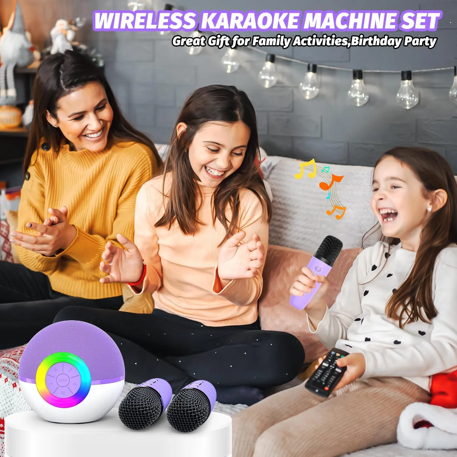 Mgaolo Mini Karaoke Machine for Kids Adults,Portable Bluetooth Speaker with 2 Wireless Microphones,Gift Toys with MP3 Player for Boys Girls 3-12 Year Old Birthday Family Home Party Present (Purple)