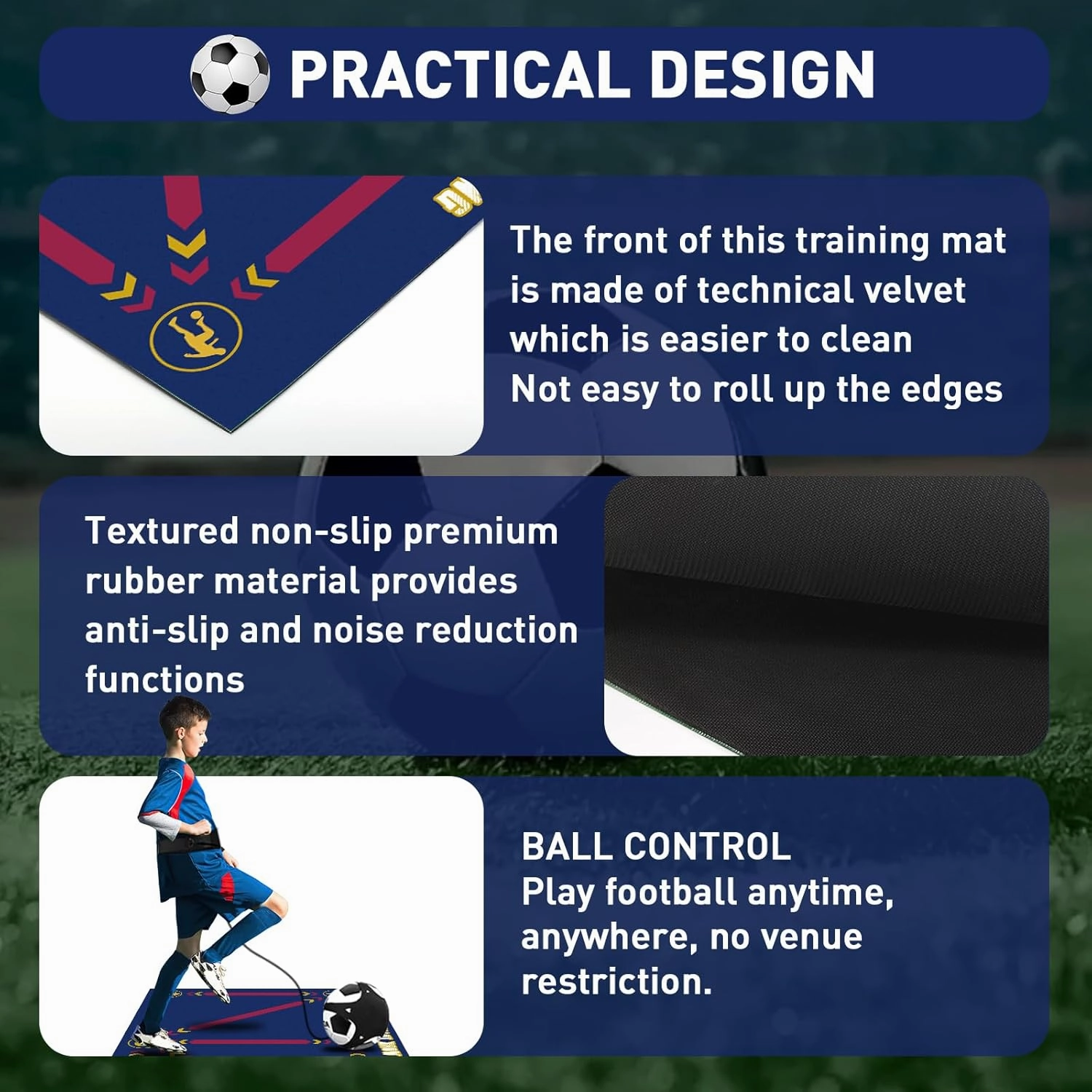 MIAOKE Soccer Footwork Training Mat for All Levels, Anti-Skid, Improves Speed Equipment for All Ages