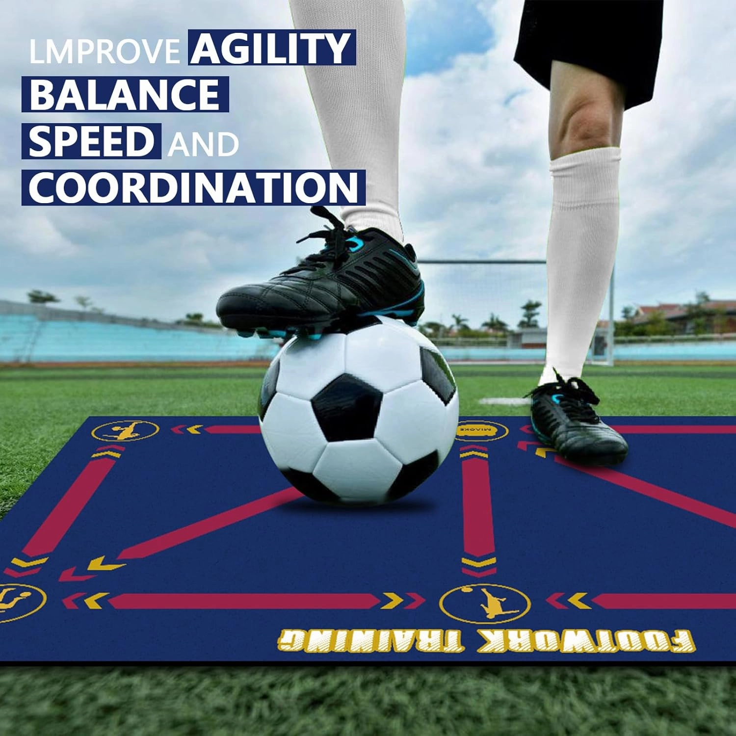 MIAOKE Soccer Footwork Training Mat for All Levels, Anti-Skid, Improves Speed Equipment for All Ages