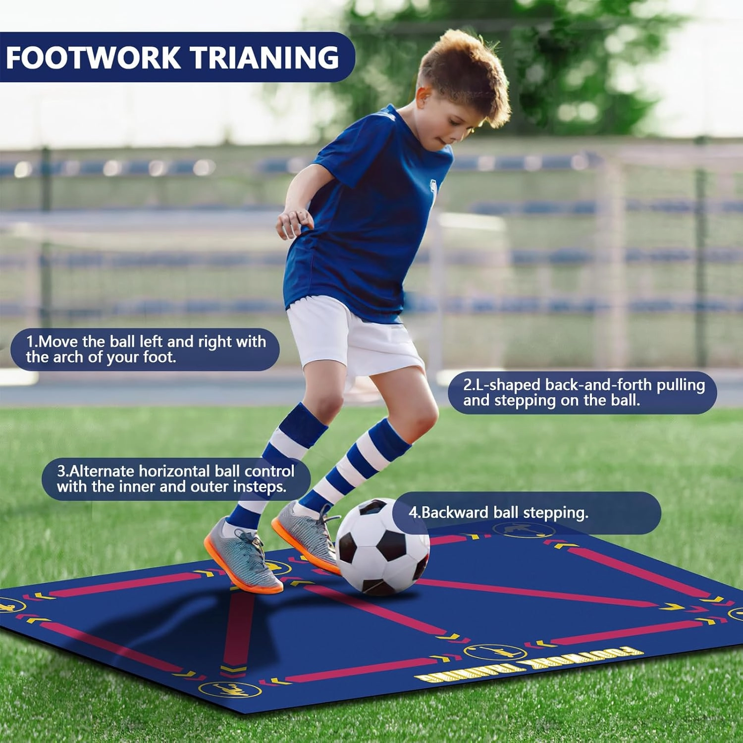 MIAOKE Soccer Footwork Training Mat for All Levels, Anti-Skid, Improves Speed Equipment for All Ages