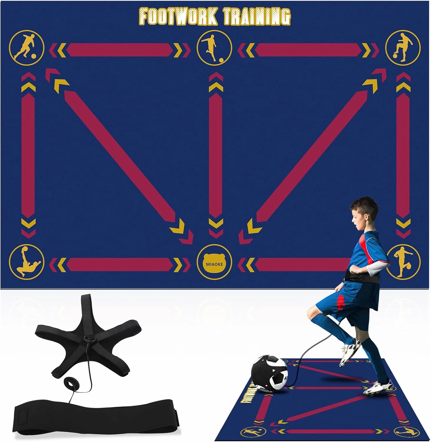 MIAOKE Soccer Footwork Training Mat for All Levels, Anti-Skid, Improves Speed Equipment for All Ages
