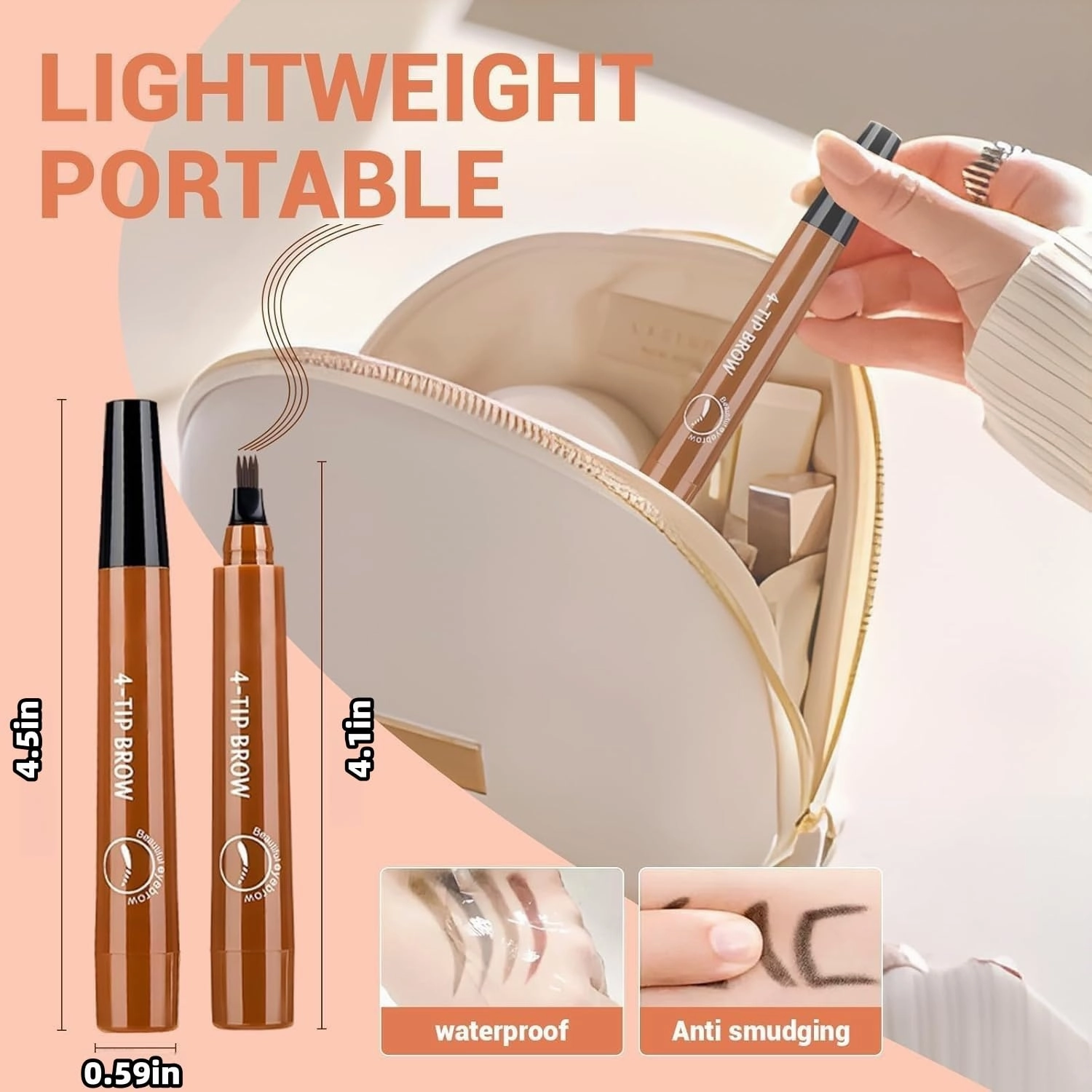 Microblading Eyebrow Pencil, 2025 New 4-Tip Waterproof Brow Pencil with Micro-Fork Tip, Natural Fine Stroke Eyebrow Pen (black)